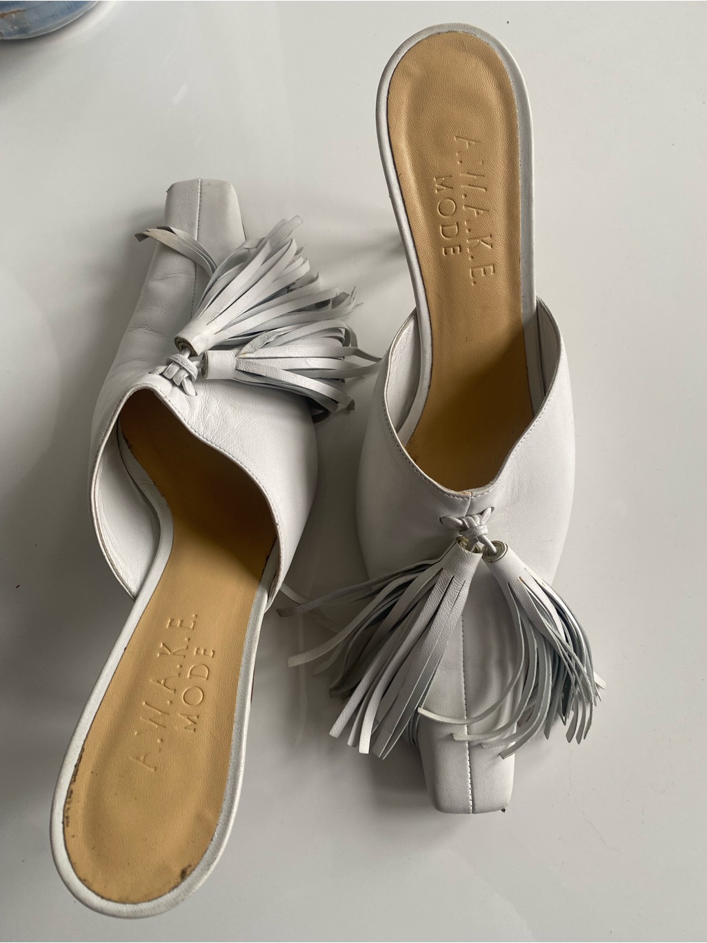 Awake Mode White Leather Tassel Mules — image 2 of 5